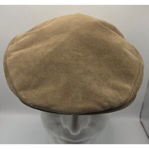Country Gentleman Leather‎ Suede Flat Cap Hat Size 7 1/4 Water Repellent Newsboy